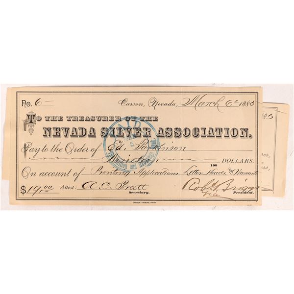 Nevada Silver Assoc. Checks (6) c.1885  [174255]