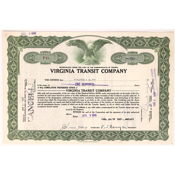 Virginia Transit Co. Stock, 1945  [174061]