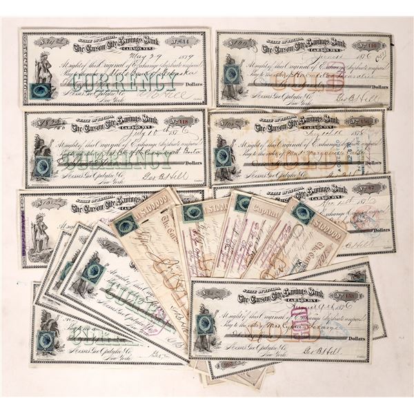 Carson City Savings Bank Currency and Gold Imprinted Checks, 20   [174507]