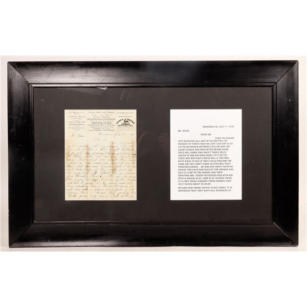 Attacked by Indians Letter, c. 1878, Framed   [174352]