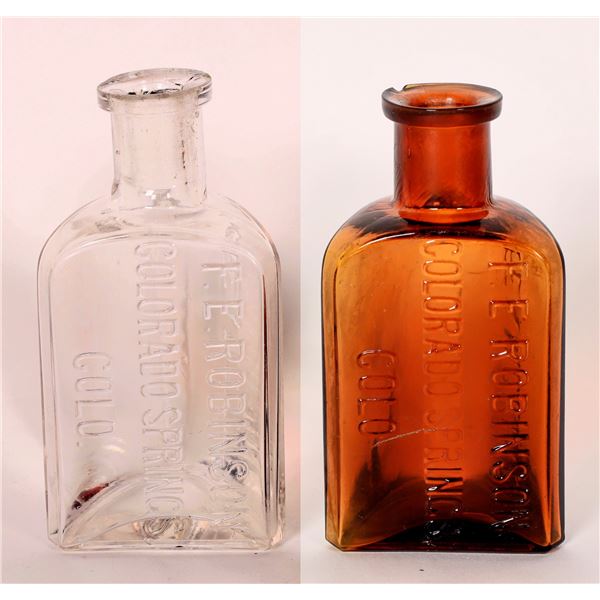 F.E. Robinson, Colorado Springs, Colo Rare Drugstore Bottle Pair   [174853]