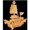 Image 1 : Hand-Carved Dragon Boat, Yellow Onyx   [175641]