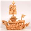 Image 1 : Hand-Carved Dragon Boat, Yellow Onyx   [175642]