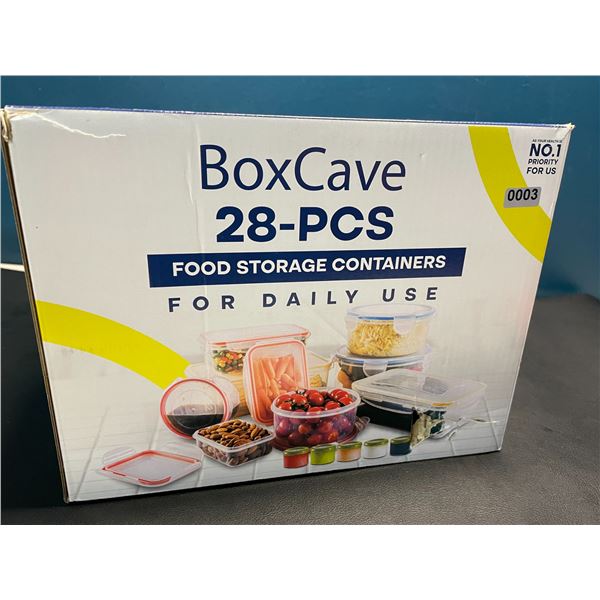 Lot of 1 BoxCave 28PC Plastic Food Storage/Food Container Set w/ Hinge Lock System