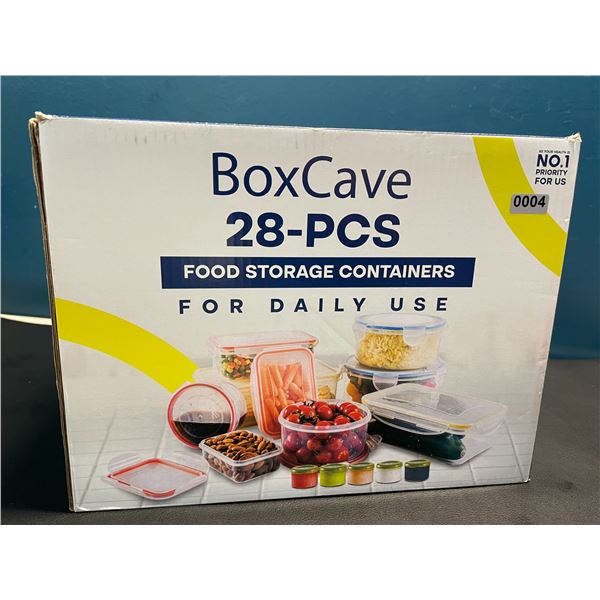 Lot of 1 BoxCave 28PC Plastic Food Storage/Food Container Set w/ Hinge Lock System