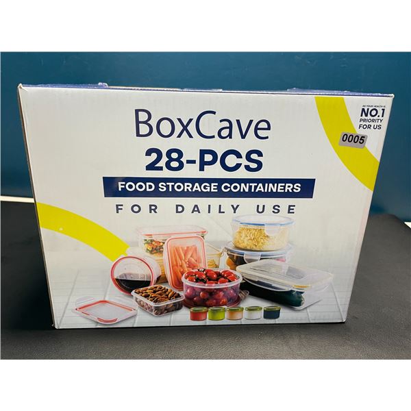 Lot of 1 BoxCave 28PC Plastic Food Storage/Food Container Set w/ Hinge Lock System