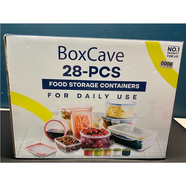 Lot of 1 BoxCave 28PC Plastic Food Storage/Food Container Set w/ Hinge Lock System