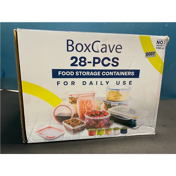 Lot of 1 BoxCave 28PC Plastic Food Storage/Food Container Set w/ Hinge Lock System