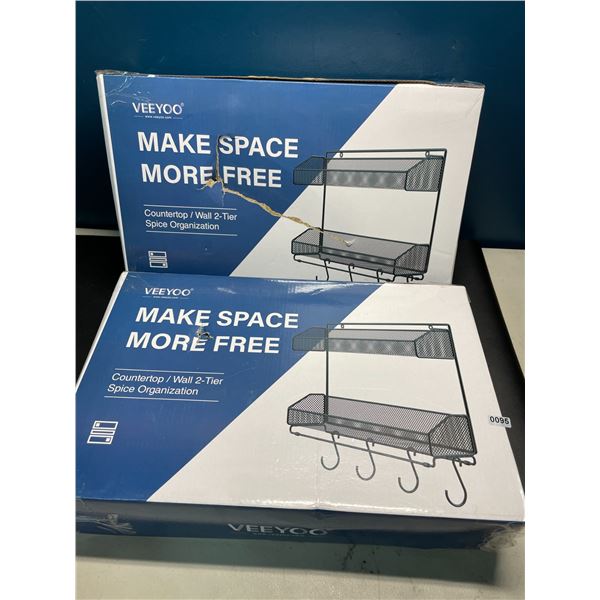 Lot of 2 Countertop/Wall 2 Tier Spice Organizers
