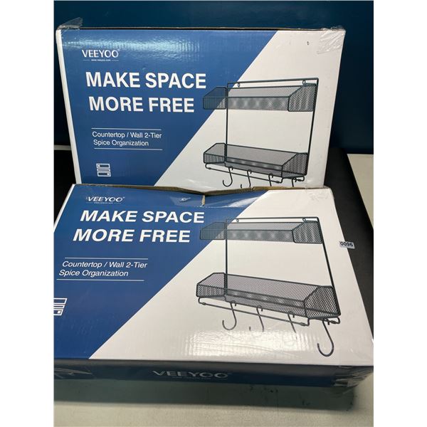 Lot of 2 Countertop/Wall 2 Tier Spice Organizers