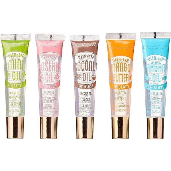 Lot of 4 Multi-Packs of Broadway Vita-Lip Clear Lip Gloss - 5 Flavors Per Pack!