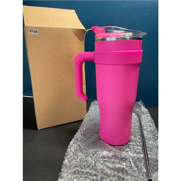 Lot of 1 Insulated 40oz Tumbler w/ Metal Straw - Hot Pink - Brand New!