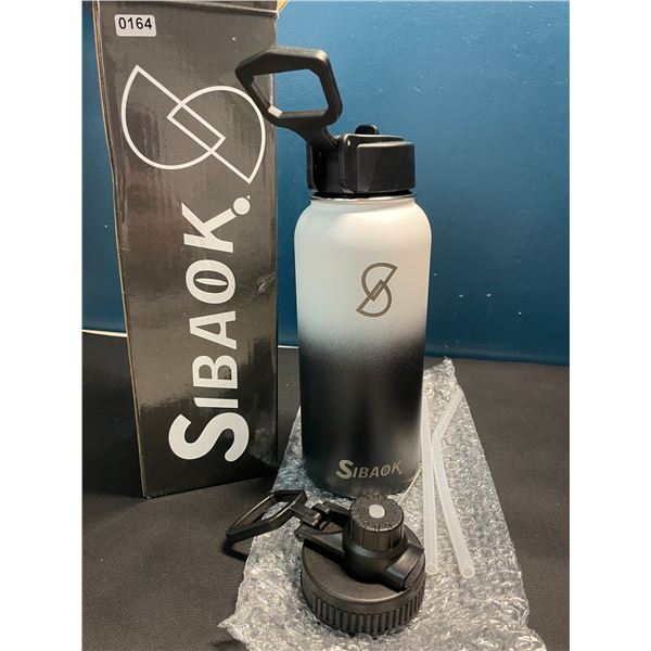 Lot of 1 Sibaok 32oz Stainless Steel Insulated/Leak Proof Water Bottle - White/Black Ombre