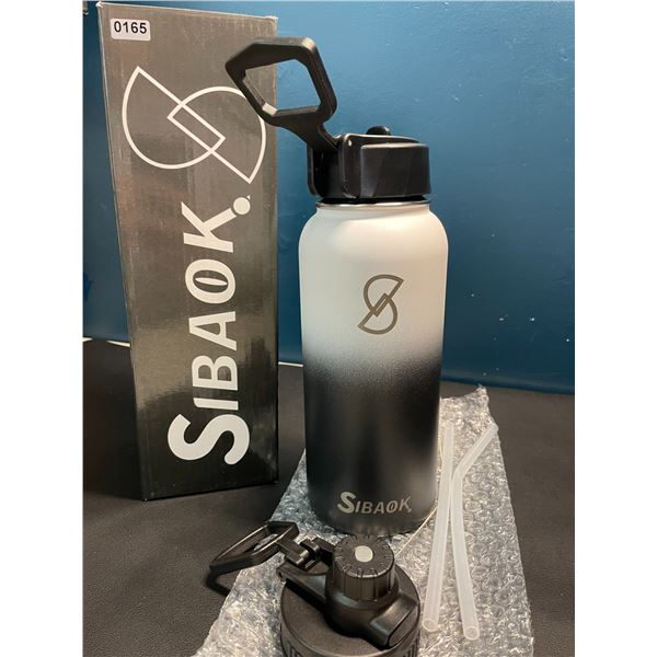 Lot of 1 Sibaok 32oz Stainless Steel Insulated/Leak Proof Water Bottle - White/Black Ombre