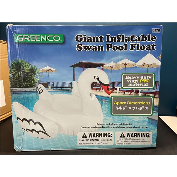 Lot of 1 Giant Inflatable Swan Pool Float - 74.5 x 71.5 Inch