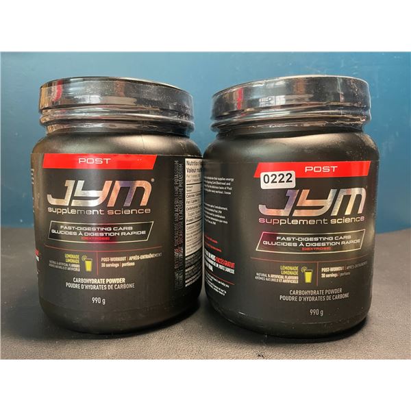 Lot of 2 Tubs of JYM Post Supplement Science Carbohydrate Powders - Lemonade - 990G