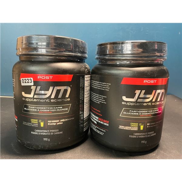 Lot of 2 Tubs of JYM Post Supplement Science Carbohydrate Powders - Lemonade - 990G