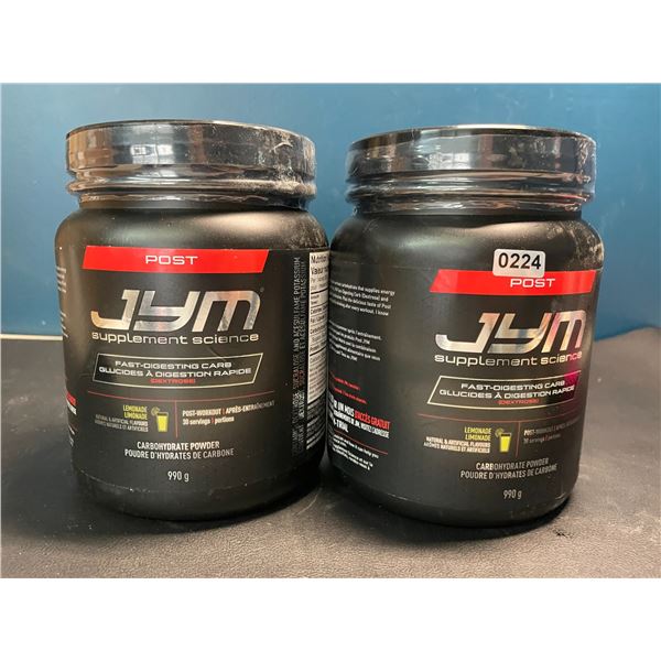 Lot of 2 Tubs of JYM Post Supplement Science Carbohydrate Powders - Lemonade - 990G