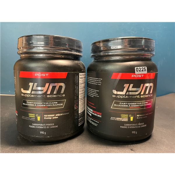 Lot of 2 Tubs of JYM Post Supplement Science Carbohydrate Powders - Lemonade - 990G
