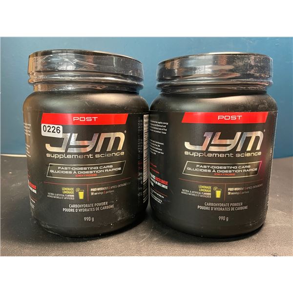 Lot of 2 Tubs of JYM Post Supplement Science Carbohydrate Powders - Lemonade - 990G