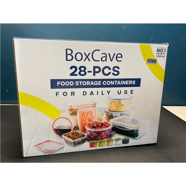 Lot of 1 BoxCave 28PC Plastic Food Storage/Food Container Set w/ Hinge Lock System