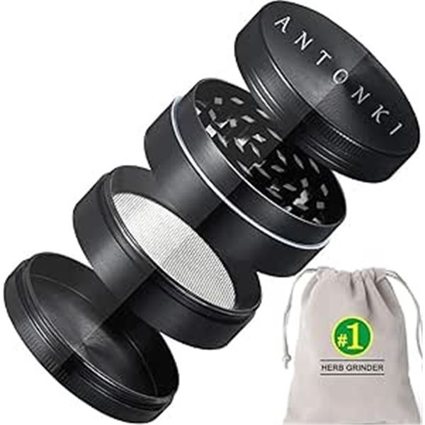 Lot of 3 Antonki Simple Herb Grinders w/ Carrying Pouch - Brand New