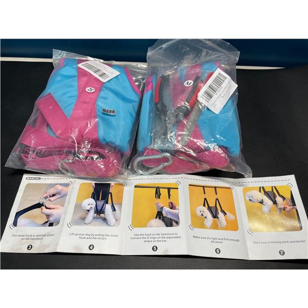 Lot of 2 Pet Hammocks for Easy Pet Grooming - For Medium Size Dogs