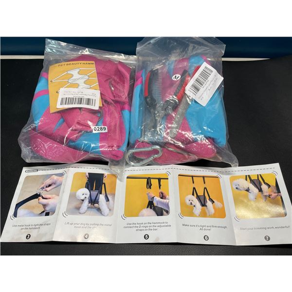 Lot of 2 Pet Hammocks for Easy Pet Grooming - For Medium Size Dogs