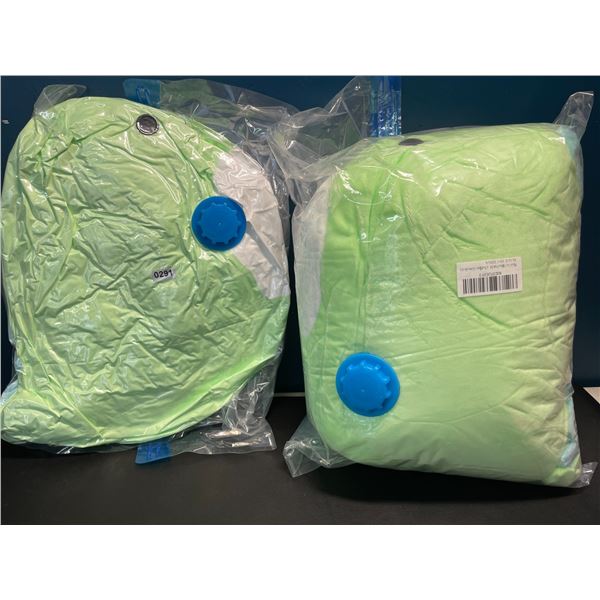 Lot of 2 Large "Squishmallow" Inspired Stuffies - Dinosaur Design - Green