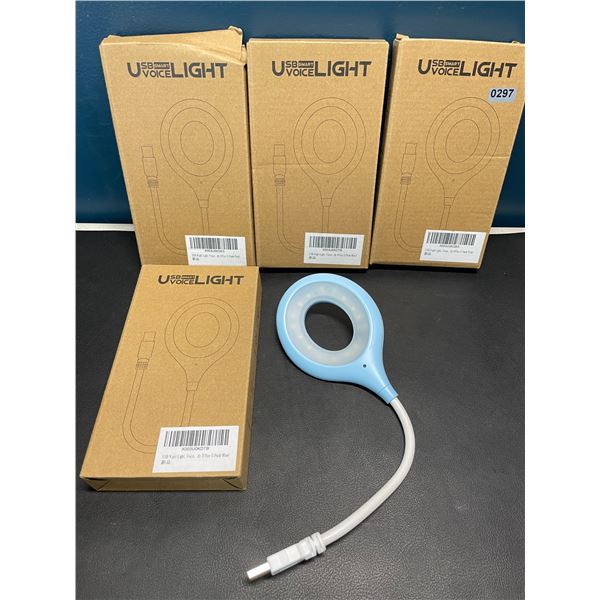 Lot of 4 USB Smart Night Lights - Blue