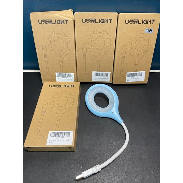 Lot of 4 USB Smart Night Lights - Blue