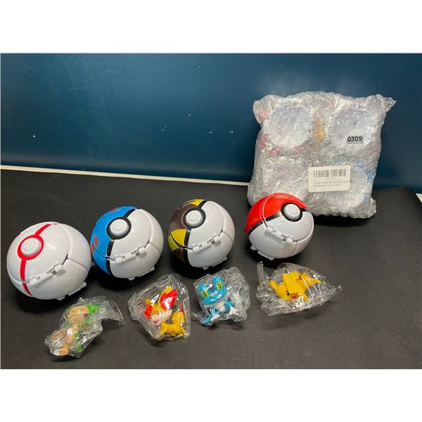 Lot of 2 Pokemon Pokeball Toy Sets - 4pc each/