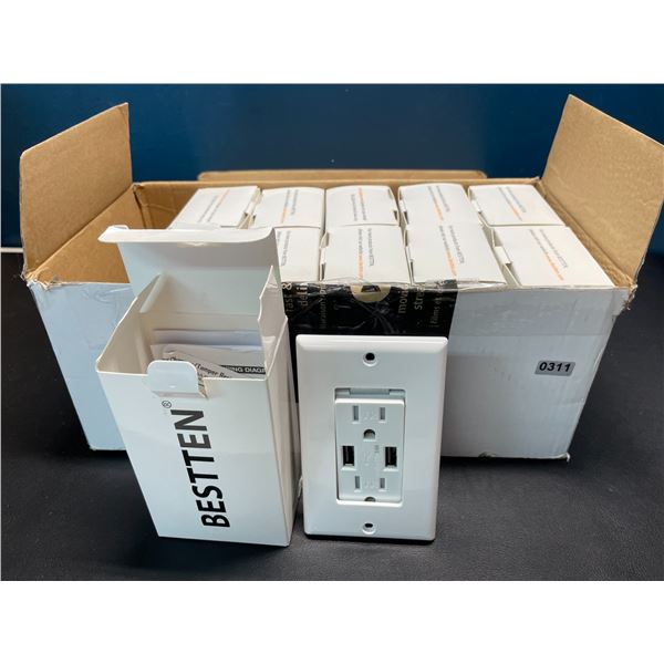 Lot of 1 Box of Bestten USB Outlets/Receptacles - 8 Included in box