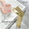 Image 1 : Lot of 1 KENES Single Lever Waterfall Bathroom Sink Faucet - Gold - Brand New!