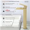 Image 1 : Lot of 1 KENES Single Lever Waterfall Bathroom Sink Faucet - Gold - Brand New!