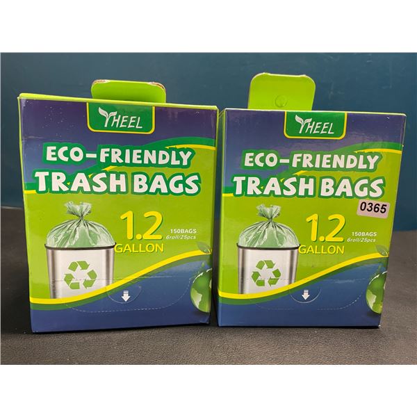 Lot of 2 Boxes of Eco-Friendly Trach Bags - 150 bags per box - 1.2 Gallon Trash Bags
