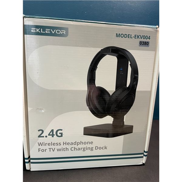 Lot of 1 Eklevor EKV004 2.4G Wireless Headphone for TV with Charging Dock - Brand New Sealed!