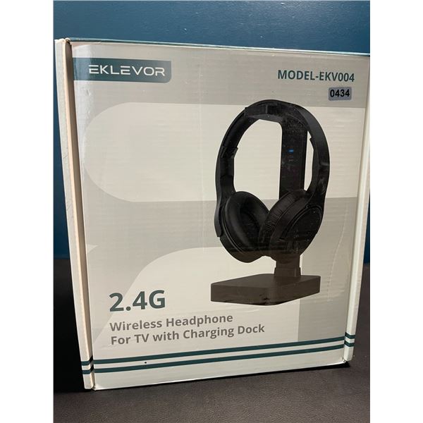 Lot of 1 Eklevor EKV004 2.4G Wireless Headphone for TV with Charging Dock - Brand New Sealed!