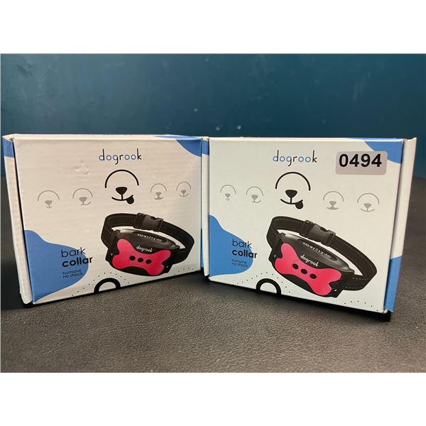 Lot of 2 Dogrook Rechargeable Dog Bark Collars - Humane/No Shock Anti-Bark Dog Training Collars