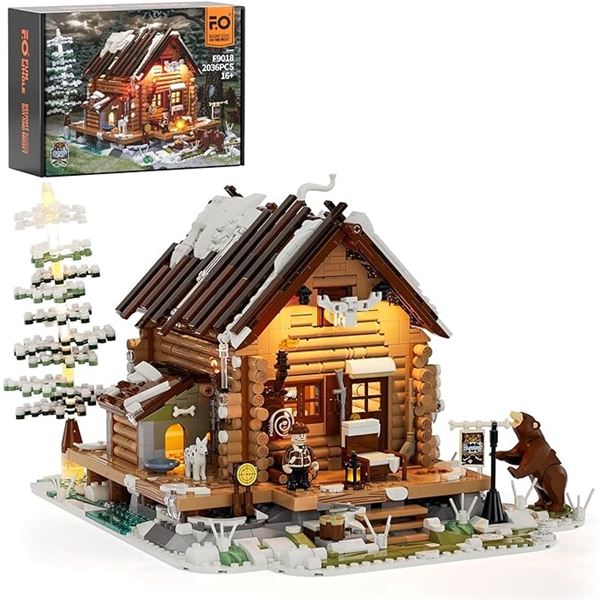 Lot of 1 Funwhole Hunting-Cabin Lighting Building-Bricks "Lego" Inspired Toy Set - 2036 PC