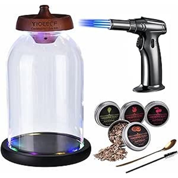 Lot of 1 Yioeecf Cocktail Smoker Kit for Glass Dome And Torch Wood Base