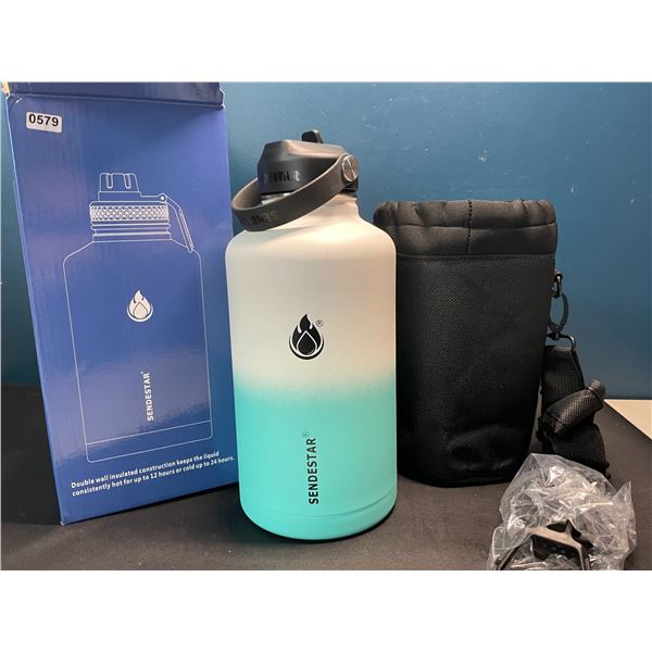 Lot of 1 Sendestar Double Wall Stainless Steel Insulated Water Bottle - 1.8L (64oz) (White/Tiffany)