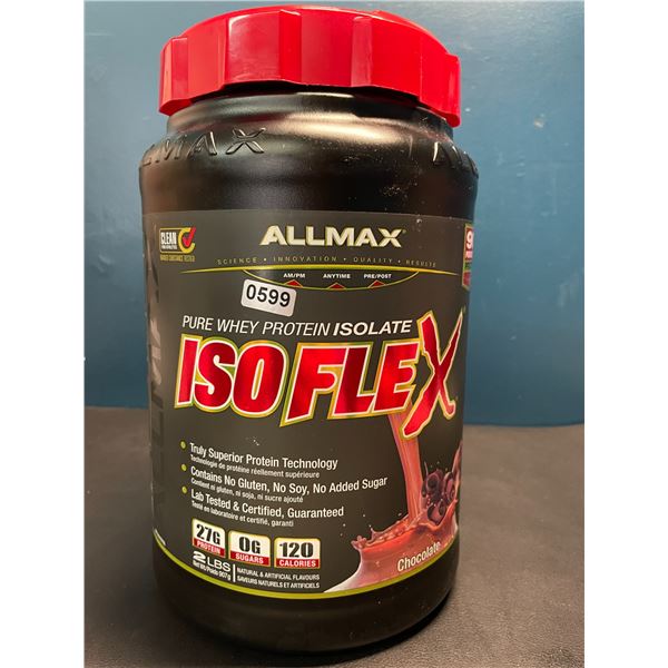 Lot of 1 Tub of AllMax Pure Whey Protein Isolate - ISOFLEX - Chocolate - 2lb Tub