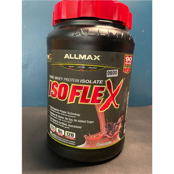 Lot of 1 Tub of AllMax Pure Whey Protein Isolate - ISOFLEX - Chocolate - 2lb Tub