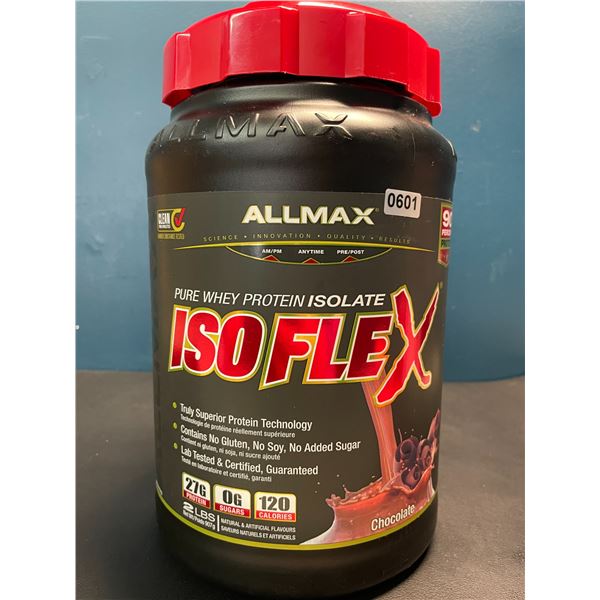 Lot of 1 Tub of AllMax Pure Whey Protein Isolate - ISOFLEX - Chocolate - 2lb Tub