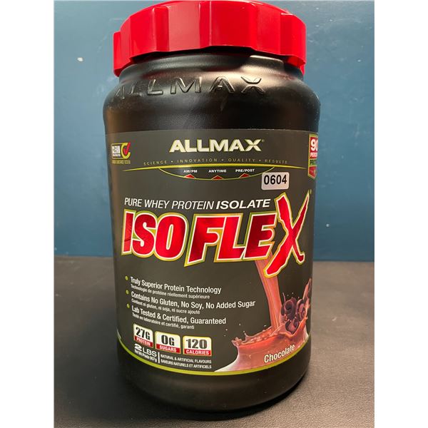 Lot of 1 Tub of AllMax Pure Whey Protein Isolate - ISOFLEX - Chocolate - 2lb Tub