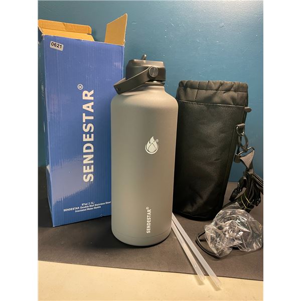 Lot of 1 Sendestar Double Wall Stainless Steel Insulated Water Bottle - 2.5L (87oz) (Grey)