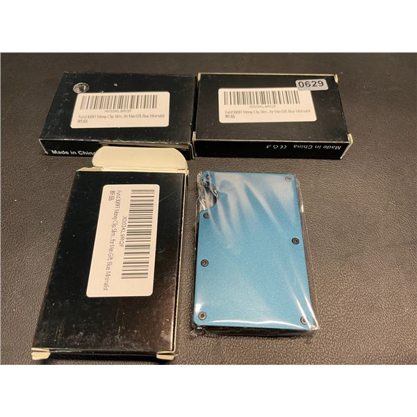 Lot of 3 Mens Minimalist-Style Wallets - Blue