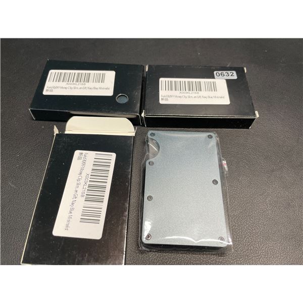 Lot of 3 Mens Minimalist-Style Wallets - Navy Blue/Greyish Colour