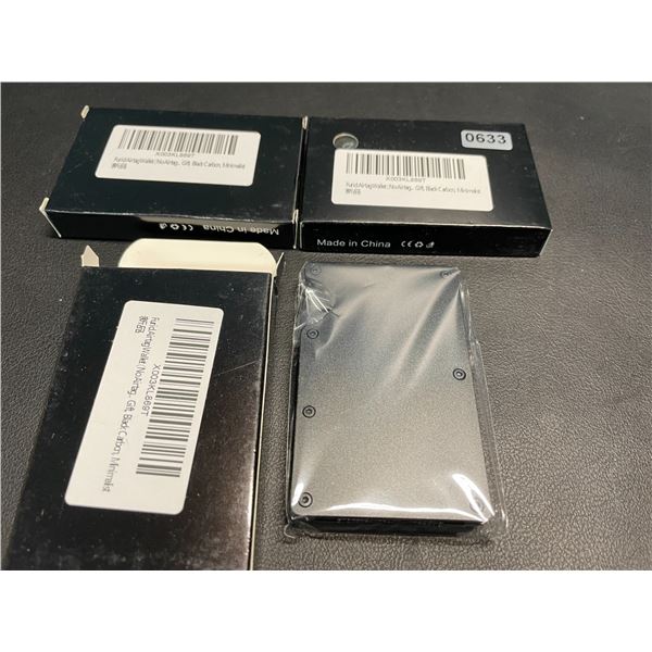 Lot of 3 Mens Minimalist-Style Wallets - Black Carbon Colour